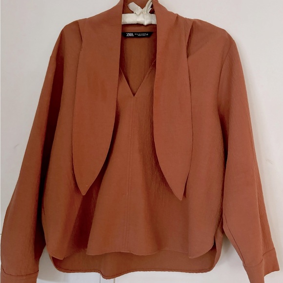 Zara Rust tie front top Medium M Classy Date Interview Dinner - Picture 1 of 7